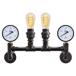 Long Life Lamps Company Vintage Industrial Pipe Wall Light With Twin Guage M0188P - thumbnail 1
