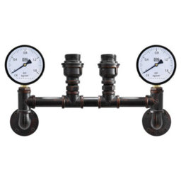 Long Life Lamps Company Vintage Industrial Pipe Wall Light With Twin Guage M0188P - thumbnail 3