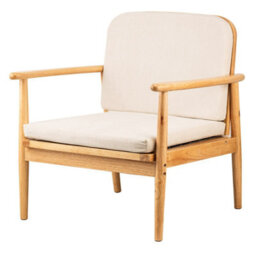Nordlys Solid Wood And Beige Fabric Lounge Chair Countryside Style Living Room - thumbnail 1