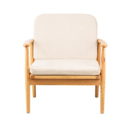 Nordlys Solid Wood And Beige Fabric Lounge Chair Countryside Style Living Room - thumbnail 7