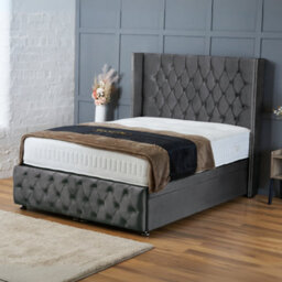 Bsspoke Chesterfield Wingedback Divan Bed End Liftup Storage Base Steel Velvet Color With Mattress& Headboard&footboard All Sizes