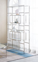 Mihomeuk Labyrinth Stainless Steel Bookcase With Glass Inserts