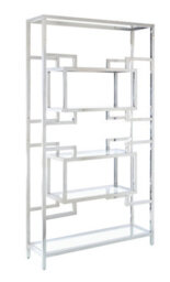 Mihomeuk Labyrinth Stainless Steel Bookcase With Glass Inserts - thumbnail 2