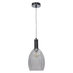 First Choice Lighting Set Of 2 Birch - Clear Fluted Glass Chrome Deco Pendant Fittings - thumbnail 2