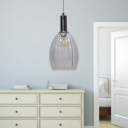 First Choice Lighting Set Of 2 Birch - Clear Fluted Glass Chrome Deco Pendant Fittings - thumbnail 5