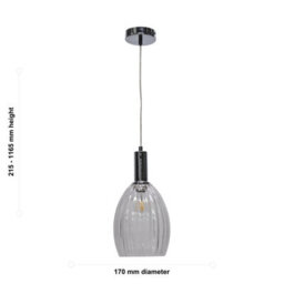First Choice Lighting Set Of 2 Birch - Clear Fluted Glass Chrome Deco Pendant Fittings - thumbnail 6
