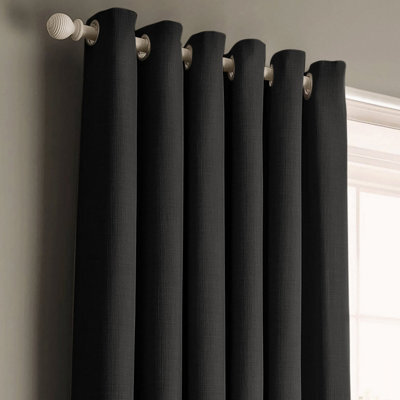 Velosso Panama Ready Made Cotton Eyelet Curtains - Black