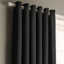 Velosso Panama Ready Made Cotton Eyelet Curtains - Black