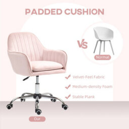 Homcom Office Chair, Swivel Desk Chair W/ Adjustable Height, Pink - thumbnail 4