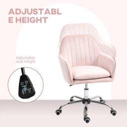 Homcom Office Chair, Swivel Desk Chair W/ Adjustable Height, Pink - thumbnail 6