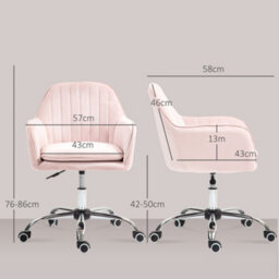 Homcom Office Chair, Swivel Desk Chair W/ Adjustable Height, Pink - thumbnail 3