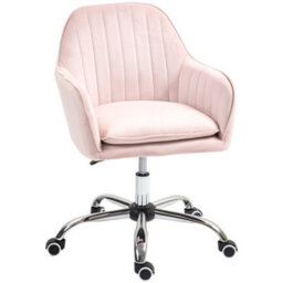 Homcom Office Chair, Swivel Desk Chair W/ Adjustable Height, Pink - thumbnail 2