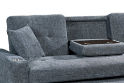 3 Seater Sofa Bed In Pale Blue Chenille Fabric Sofabed - thumbnail 6