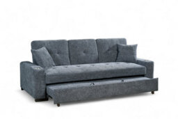 3 Seater Sofa Bed In Pale Blue Chenille Fabric Sofabed - thumbnail 4