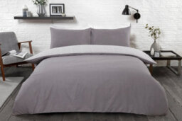 Smart Living Luxury Reversible Polycotton Easy Care Bedding Quilt Cover, Textured Duvet Cover Set, Bed Covers - Grid Check - thumbnail 2