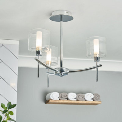 Litecraft Laverne 3 Arm Chrome Semi Flush Bathroom Ceiling Light - image 1