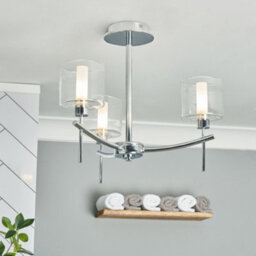 Litecraft Laverne 3 Arm Chrome Semi Flush Bathroom Ceiling Light - thumbnail 1