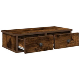 Berkfield Wall Shelf With Drawers Smoked Oak 60X25X15 Cm Engineered Wood - thumbnail 7