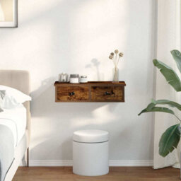 Berkfield Wall Shelf With Drawers Smoked Oak 60X25X15 Cm Engineered Wood - thumbnail 3