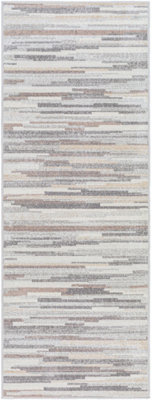 Livabliss Roma-Modern Grey Brown White Living Dining Bedroom Rug 80 X 220 Cm Easy Care, Non Shedding - image 1