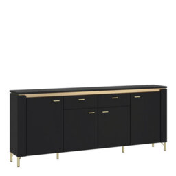 Furniture To Go Genoa Sideboard 4 Door 2 Drawer In Black Matt/gold - thumbnail 1