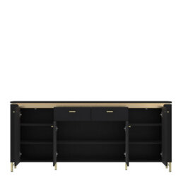Furniture To Go Genoa Sideboard 4 Door 2 Drawer In Black Matt/gold - thumbnail 2