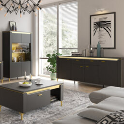 Furniture To Go Genoa Sideboard 4 Door 2 Drawer In Black Matt/gold - thumbnail 5