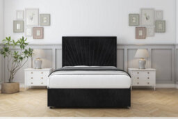 "Sloomy Somerset Black Naples Divan Bed With Mattress 2 Drawers Same Side With 26"" Strutted Headboard 4'6 Double" - thumbnail 1