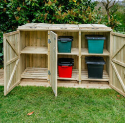 The Garden Village Shireburn 6 Recycle Box Store - Timber - L80.4 X W180.5 X H120 Cm - Fits 6 X Recycle Boxes - thumbnail 1