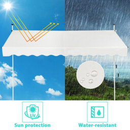 Costway 3M Telescopic Canopy Retractable Adjustable Outdoor Clamp Awning Sun Shelter - thumbnail 6