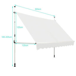 Costway 3M Telescopic Canopy Retractable Adjustable Outdoor Clamp Awning Sun Shelter - thumbnail 2