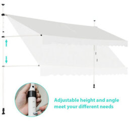 Costway 3M Telescopic Canopy Retractable Adjustable Outdoor Clamp Awning Sun Shelter - thumbnail 8