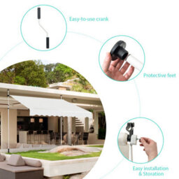 Costway 3M Telescopic Canopy Retractable Adjustable Outdoor Clamp Awning Sun Shelter - thumbnail 9