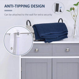 Bathroom Storage Cabinet 75Cm Freestanding White Grey Wooden 2 Drawers Cupboard - thumbnail 4