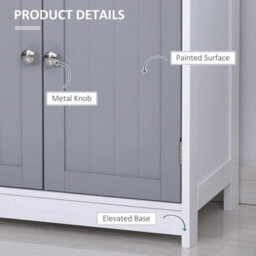 Bathroom Storage Cabinet 75Cm Freestanding White Grey Wooden 2 Drawers Cupboard - thumbnail 3