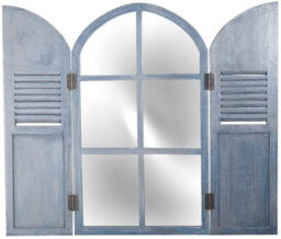 Primrose 2Ft 9In X 1Ft 6In Arched Glass Garden Mirror With Wooden Shutters - By Reflect™ - thumbnail 1