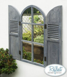 Primrose 2Ft 9In X 1Ft 6In Arched Glass Garden Mirror With Wooden Shutters - By Reflect™ - thumbnail 6