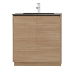 Plum&clay Matterhorn Oak Floor Standing Bathroom Vanity Unit With Black Basin (W)750mm (H)850mm - thumbnail 2