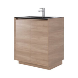 Plum&clay Matterhorn Oak Floor Standing Bathroom Vanity Unit With Black Basin (W)750mm (H)850mm - thumbnail 3