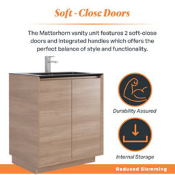 Plum&clay Matterhorn Oak Floor Standing Bathroom Vanity Unit With Black Basin (W)750mm (H)850mm - thumbnail 4