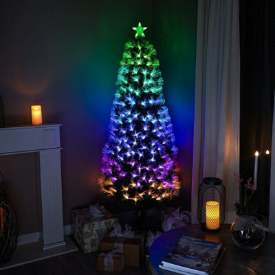 4Ft Green Fibre Optic Christmas Tree With Remote Control And Multi Coloured Fibre Optic Lights