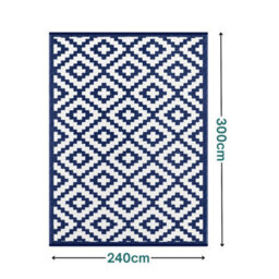 Green Decore Lightweight Reversible Stain Proof Plastic Outdoor Rug  Nirvana, Navy/white, 240Cmx300Cm (8Ftx10Ft) - thumbnail 8