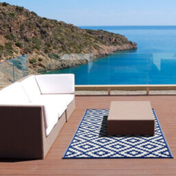 Green Decore Lightweight Reversible Stain Proof Plastic Outdoor Rug  Nirvana, Navy/white, 240Cmx300Cm (8Ftx10Ft) - thumbnail 5
