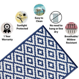 Green Decore Lightweight Reversible Stain Proof Plastic Outdoor Rug  Nirvana, Navy/white, 240Cmx300Cm (8Ftx10Ft) - thumbnail 3