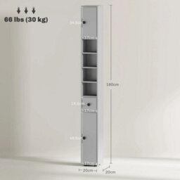 Tall Bathroom Cabinet Narrow Storage Unit Shelving Drawer Cupboard - thumbnail 2