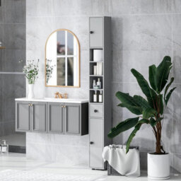 Tall Bathroom Cabinet Narrow Storage Unit Shelving Drawer Cupboard - thumbnail 6