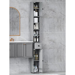 Tall Bathroom Cabinet Narrow Storage Unit Shelving Drawer Cupboard - thumbnail 3