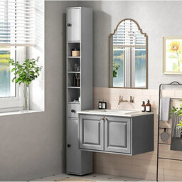 Tall Bathroom Cabinet Narrow Storage Unit Shelving Drawer Cupboard - thumbnail 4