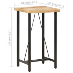 Berkfield Industrial Bar Table 60X60X107 Cm Rough Mango Wood - thumbnail 7