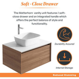 Plum&clay Matterhorn Oak Wall Hung Bathroom Vanity Unit With White Countertop (W)600mm (H)450mm - thumbnail 3